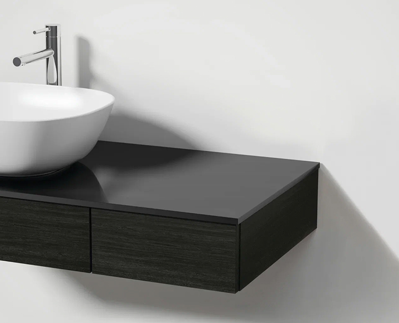 Модуль 90 см под раковину с выдвижным ящиком, левосторонний, черный дуб Модуль 90 см под раковину с выдвижным ящиком, левосторонний, черный дуб
