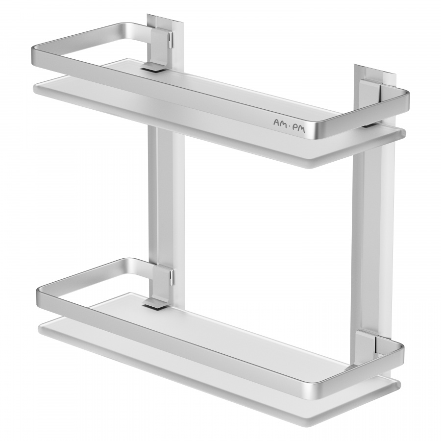 A7455200  Sense L Полка двухуровневая стеклянная, алюминий A7455200  Sense L Полка двухуровневая стеклянная, алюминий