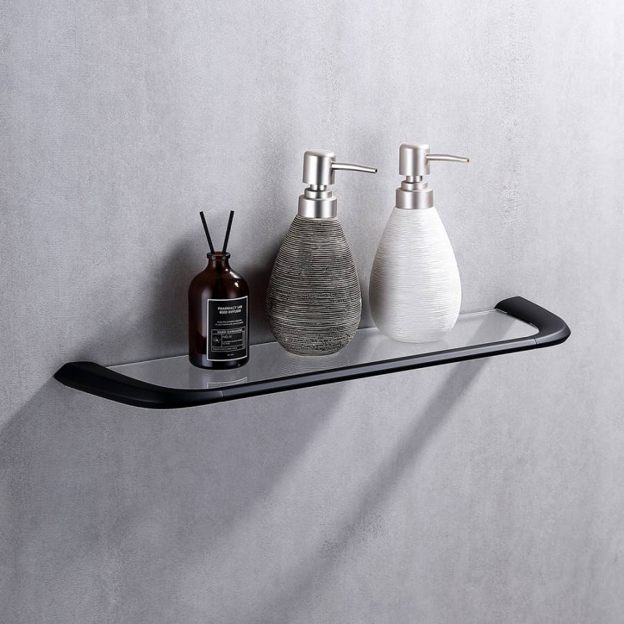 Полка стеклянная ABBER Nord AA1555B черная матовая Полка стеклянная ABBER Nord AA1555B черная матовая