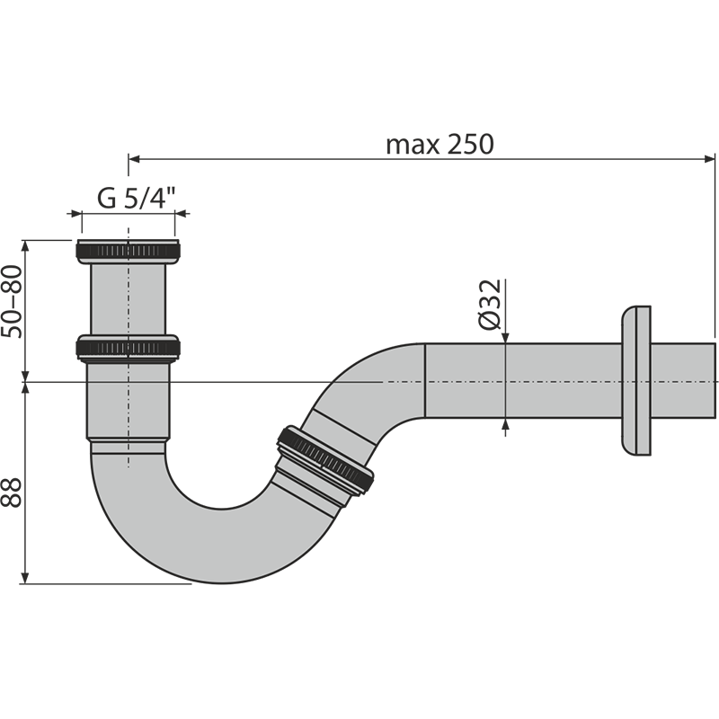 Сифон для биде DN32 металл Сифон для биде DN32 металл