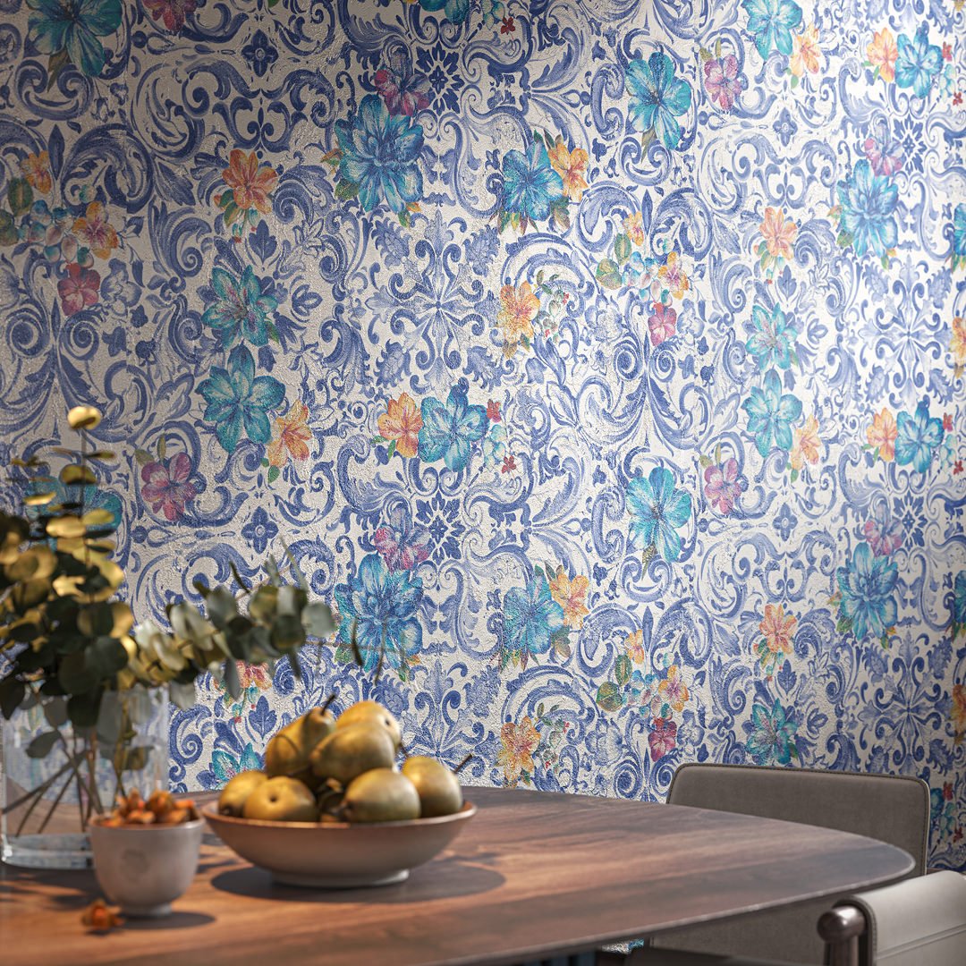 Обои виниловые Азулежу мотив, цветной Обои виниловые Азулежу мотив, цветной