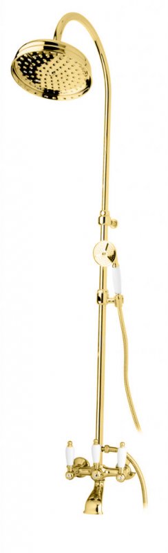 FIRST-CVD-03/24-M Душевая колонна со смесителем для ванны,верхнего и ручного душа,золото, ручки золото FIRST-CVD-03/24-M Душевая колонна со смесителем для ванны,верхнего и ручного душа,золото, ручки золото