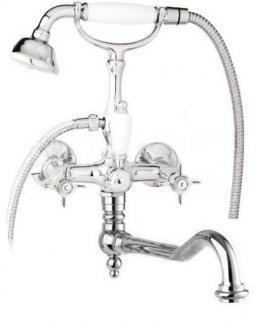 LORD-VDF-01-Bi Смеситель для ванны с поворотным изливом, с ручным душем, Хром, ручка ручного душа белая LORD-VDF-01-Bi Смеситель для ванны с поворотным изливом, с ручным душем, Хром, ручка ручного душа белая