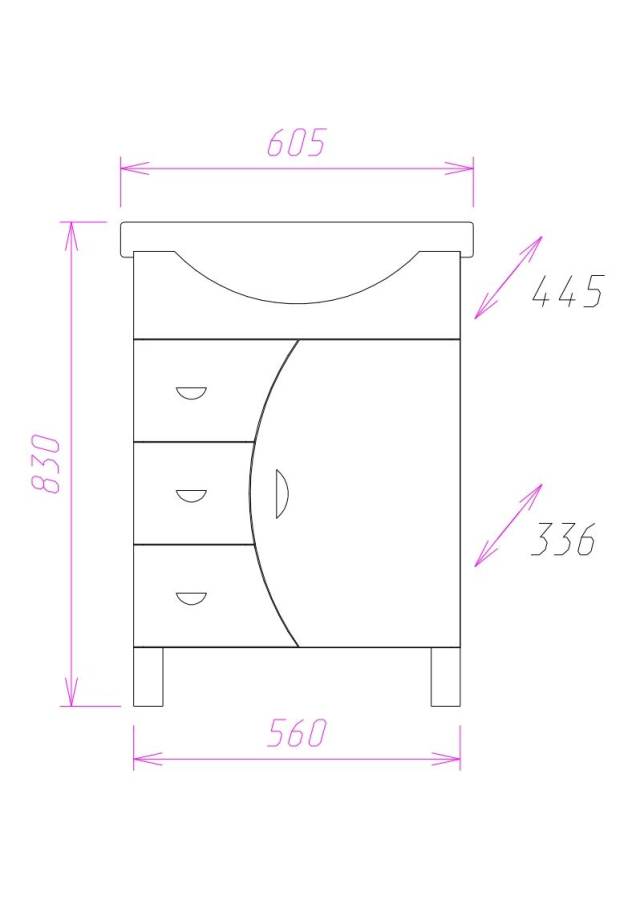 Тумба Onika Луна 60 напольная, белая (ум. Селигер 60) Тумба Onika Луна 60 напольная, белая (ум. Селигер 60)