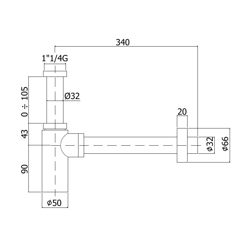 Сифон для раковины Paffoni Minimal ZACC240ST Сифон для раковины Paffoni Minimal ZACC240ST