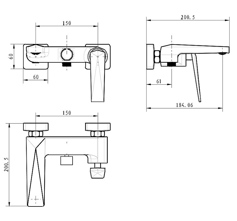 Смеситель для ванны с душ.гарнитуром VENTURO Shine Gun Metall Смеситель для ванны с душ.гарнитуром VENTURO Shine Gun Metall