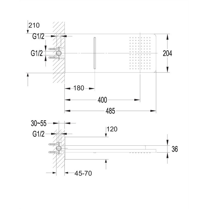 Верхний душ OMNIRES 48,5х20,4 см WG510CR (хром) Верхний душ OMNIRES 48,5х20,4 см WG510CR (хром)