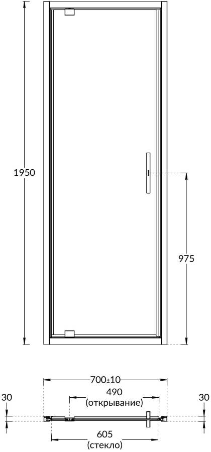 Душевая дверь vetro, распашная, 70х195, хром Душевая дверь vetro, распашная, 70х195, хром