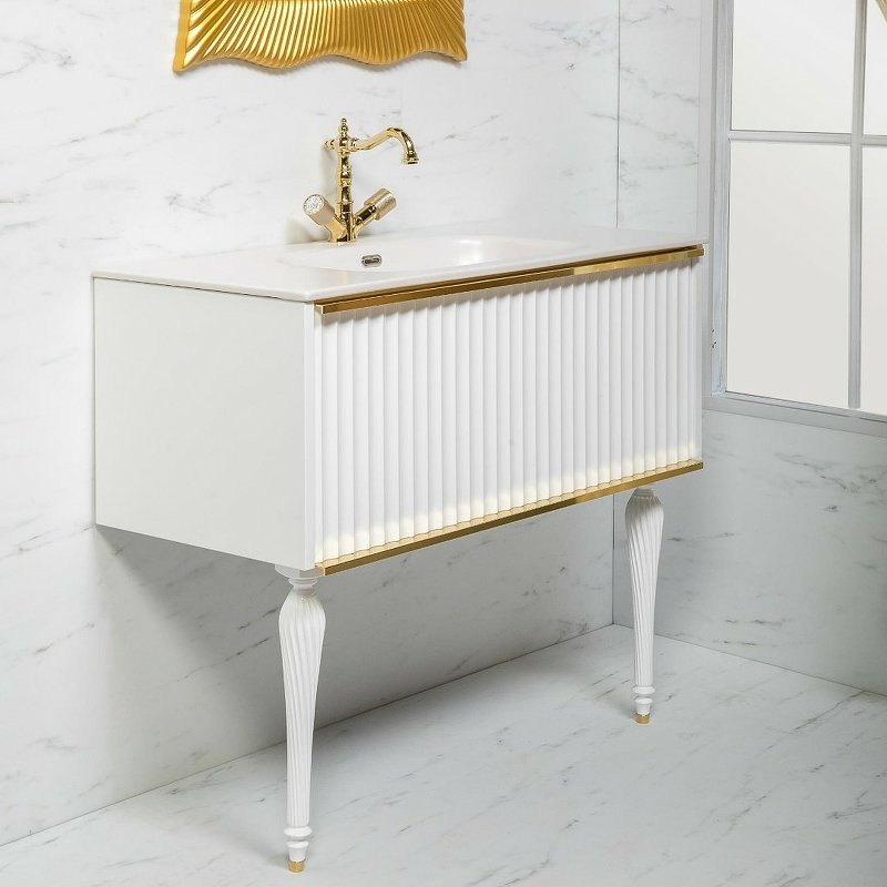 Тумба Canale 80 белая + Золото_Комплект 843-080-WG Boheme Тумба Canale 80 белая + Золото_Комплект 843-080-WG Boheme