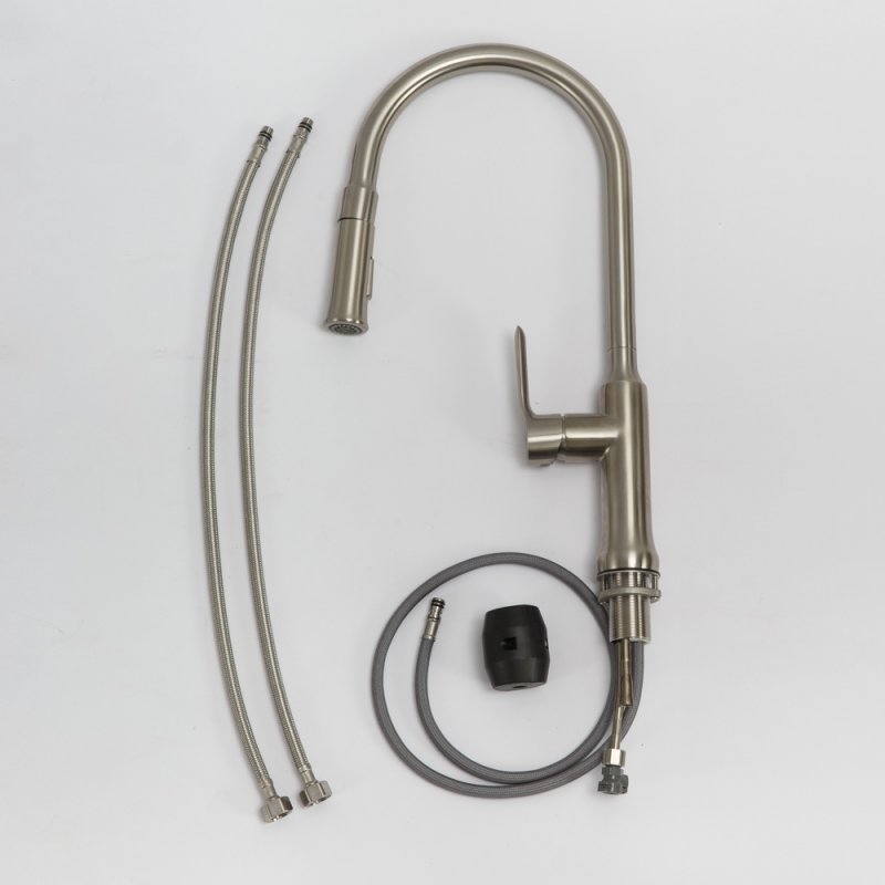 Смеситель для кухни с выдвижным изливом,двухрежимный, нержавеющая сталь, исполнение сатин BB-LAM38-IN Смеситель для кухни с выдвижным изливом,двухрежимный, нержавеющая сталь, исполнение сатин BB-LAM38-IN