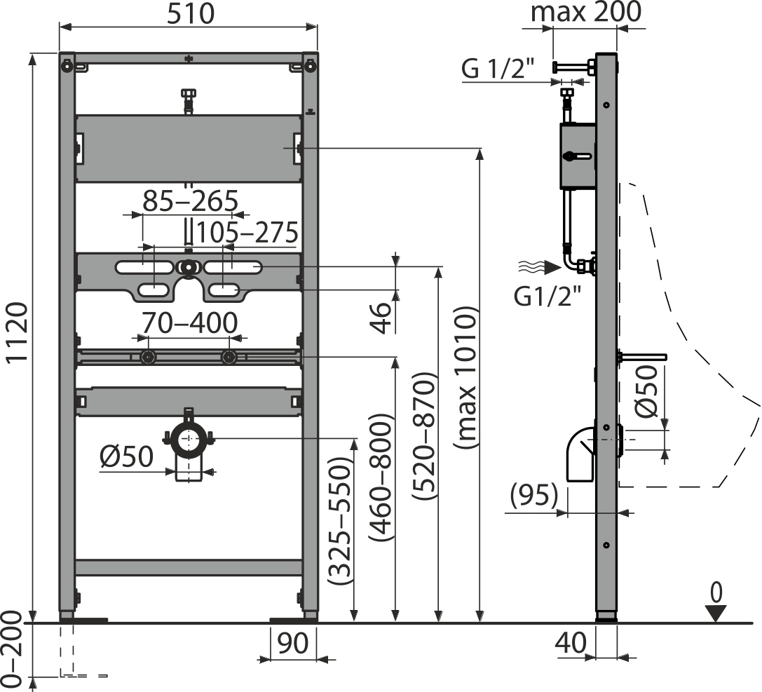 Монтажная рама для писсуара и сенсор Монтажная рама для писсуара и сенсор