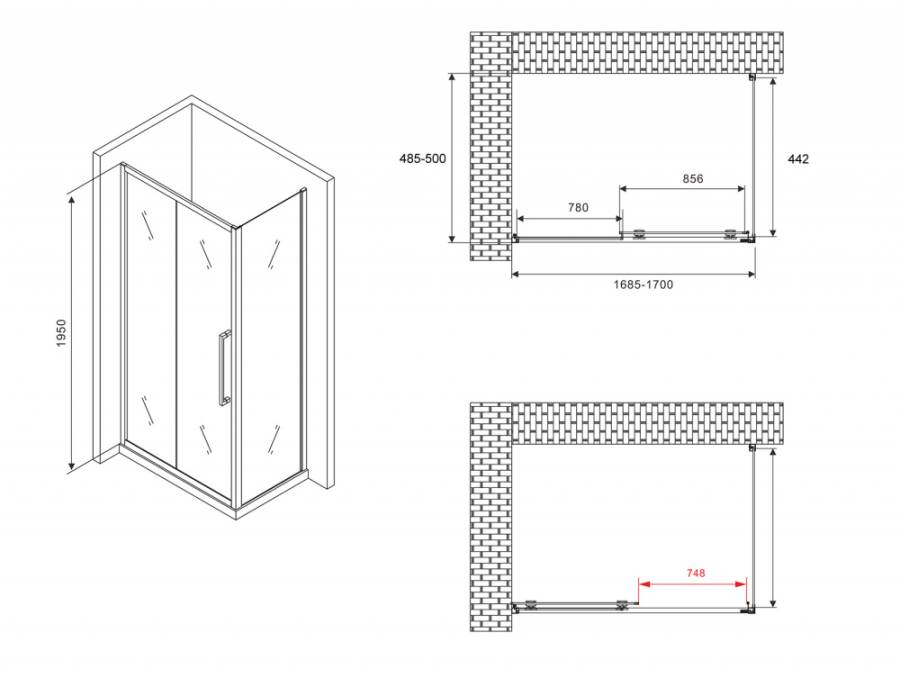 Душевой уголок ABBER Schwarzer Diamant AG30170H-S50 Душевой уголок ABBER Schwarzer Diamant AG30170H-S50