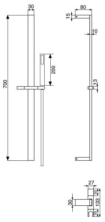 CZR-B-SDQ-01 Душевая штанга квадратное сечение, исполнение хром CZR-B-SDQ-01 Душевая штанга квадратное сечение, исполнение хром