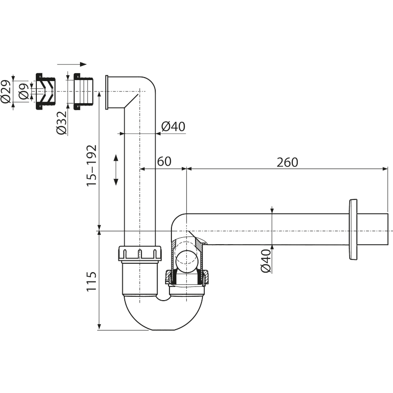 Сифон для сбора конденсата DN40 Сифон для сбора конденсата DN40