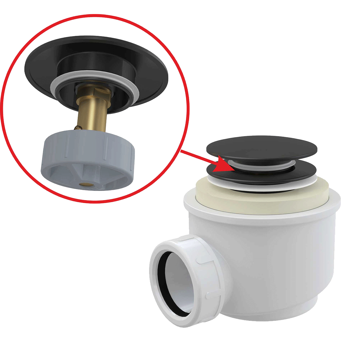 Сифон для душевого поддона CLICK/CLACK, черный матовый Сифон для душевого поддона CLICK/CLACK, черный матовый