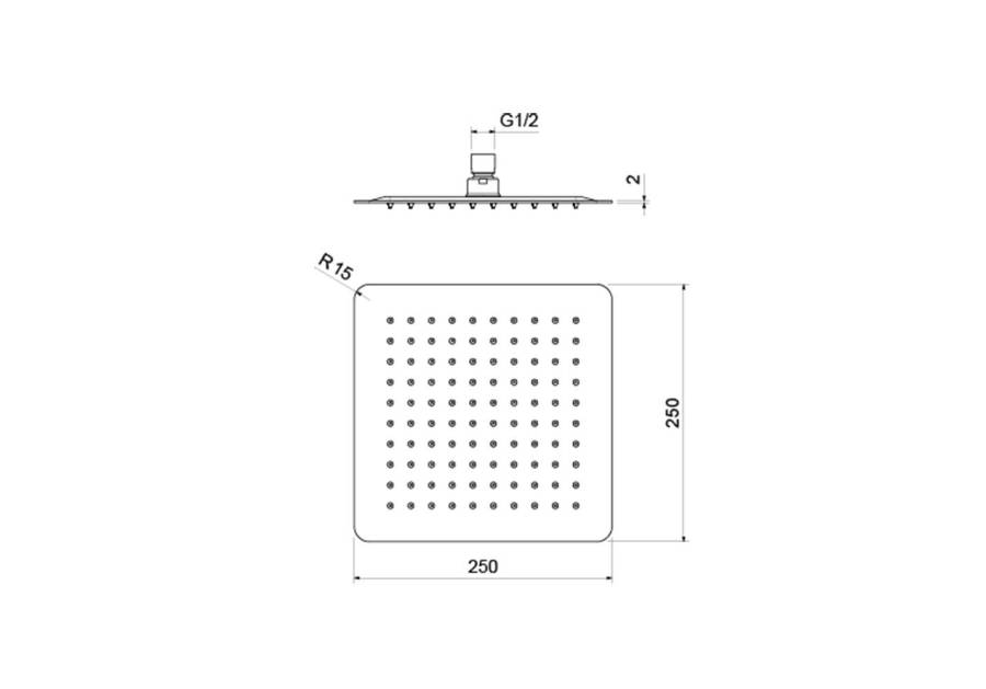 Квадратный верхний душ  250*250*2 мм AQUATEK AQ2072CR  Квадратный верхний душ  250*250*2 мм AQUATEK AQ2072CR