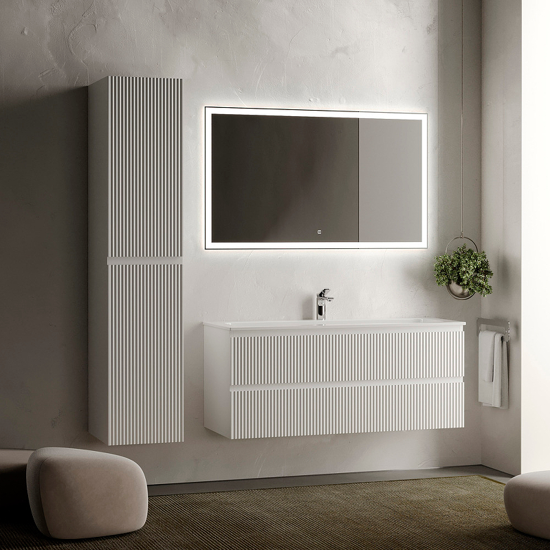 Тумба подвесная SANCOS Snob R 1195х445х500, c двумя ящиками оснащенными доводчиками, Bianco, арт.SNR120W Тумба подвесная SANCOS Snob R 1195х445х500, c двумя ящиками оснащенными доводчиками, Bianco, арт.SNR120W