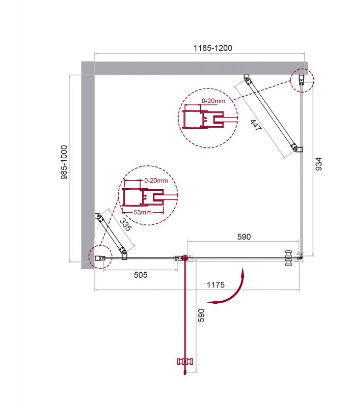 Душевой уголок BelBagno ETNA-AH-12-90/80-C-Cr Душевой уголок BelBagno ETNA-AH-12-90/80-C-Cr