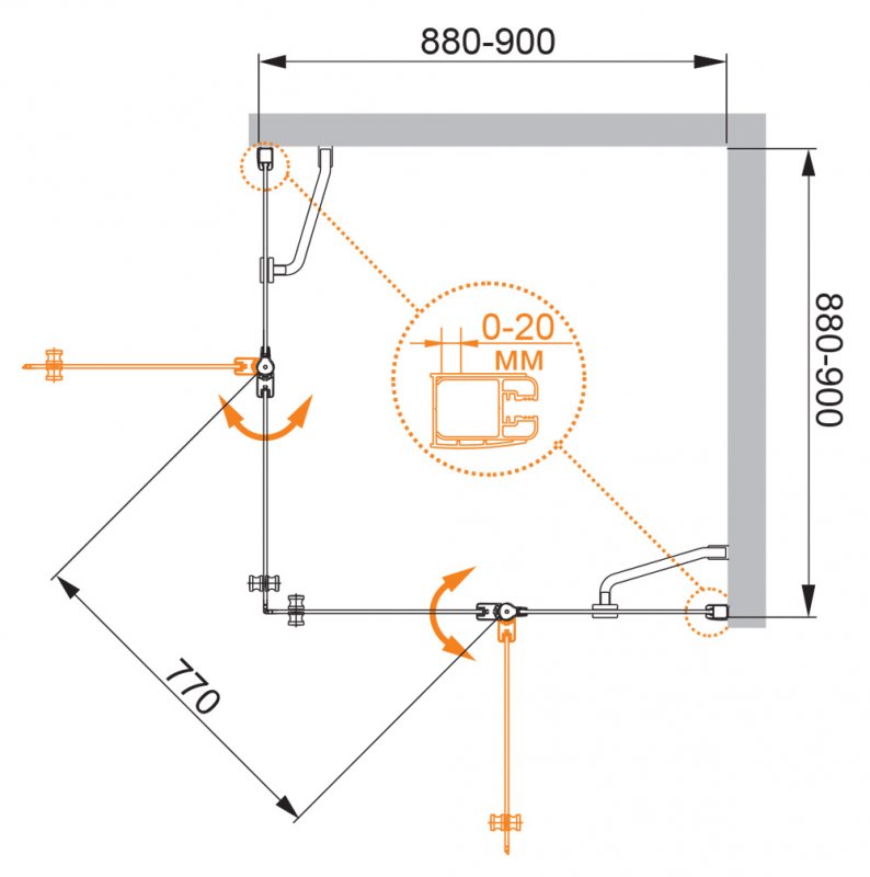 ELENA-W-A-22-100-P-Cr Душевой уголок ELENA-W-A-22-100-P-Cr Душевой уголок