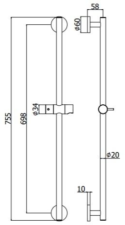 Душевая штанга Paffoni Life ZSAL116NO черный матовый Душевая штанга Paffoni Life ZSAL116NO черный матовый