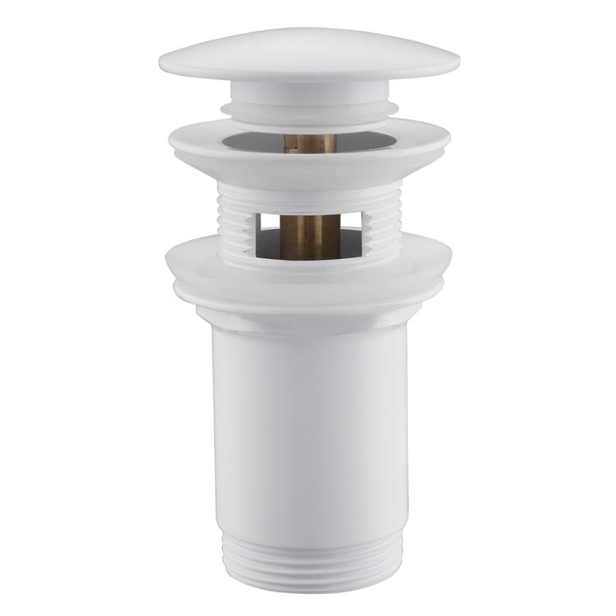 Донный клапан ABBER AF0010W с переливом, клик-клак, белый Донный клапан ABBER AF0010W с переливом, клик-клак, белый