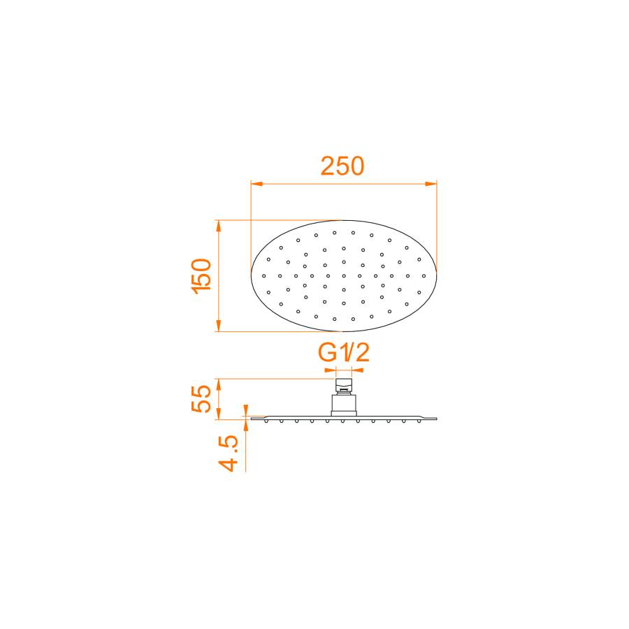 Верхний душ овальный RGW SP-83, RGW 21148325-01 Верхний душ овальный RGW SP-83, RGW 21148325-01