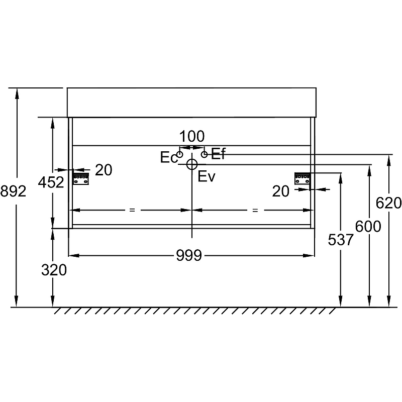 Тумба EB1668-J5-J5 Jacob Delafon Vivienne  Белый размер (шгв) (99,9см*45,2см*45,2см) МДФ, шт Тумба EB1668-J5-J5 Jacob Delafon Vivienne  Белый размер (шгв) (99,9см*45,2см*45,2см) МДФ, шт