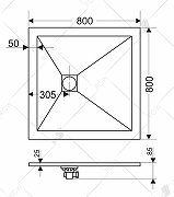 Душевой поддон квадратный RGW ST-W Белый (Комплект)  800x800