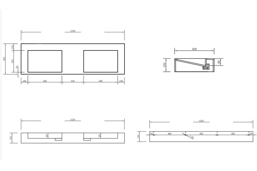Раковина подвесная ABBER Stein AS2643-1.5 двойная, белая матовая Раковина подвесная ABBER Stein AS2643-1.5 двойная, белая матовая