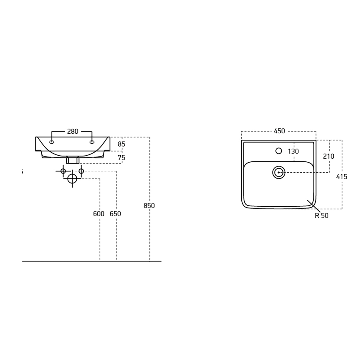 Раковина керамическая "NEON 45"  Раковина керамическая "NEON 45"