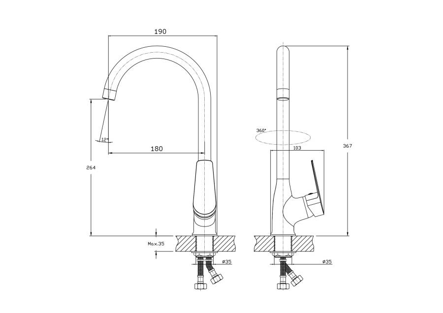 Смеситель для кухонной мойки RUSH Disco (DI6935-22) Смеситель для кухонной мойки RUSH Disco (DI6935-22)