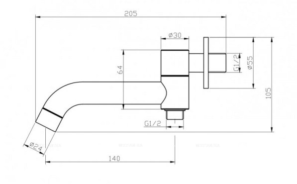 ANCONA Излив для ванны с дивертором для душа ANCONA-BCA-CRM ANCONA Излив для ванны с дивертором для душа ANCONA-BCA-CRM