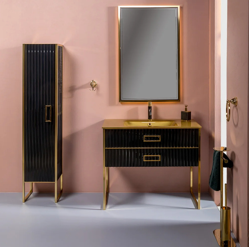 Зеркало MONACO с подсветкой 70*110CM глянец черная+золото 566-BG Boheme Зеркало MONACO с подсветкой 70*110CM глянец черная+золото 566-BG Boheme