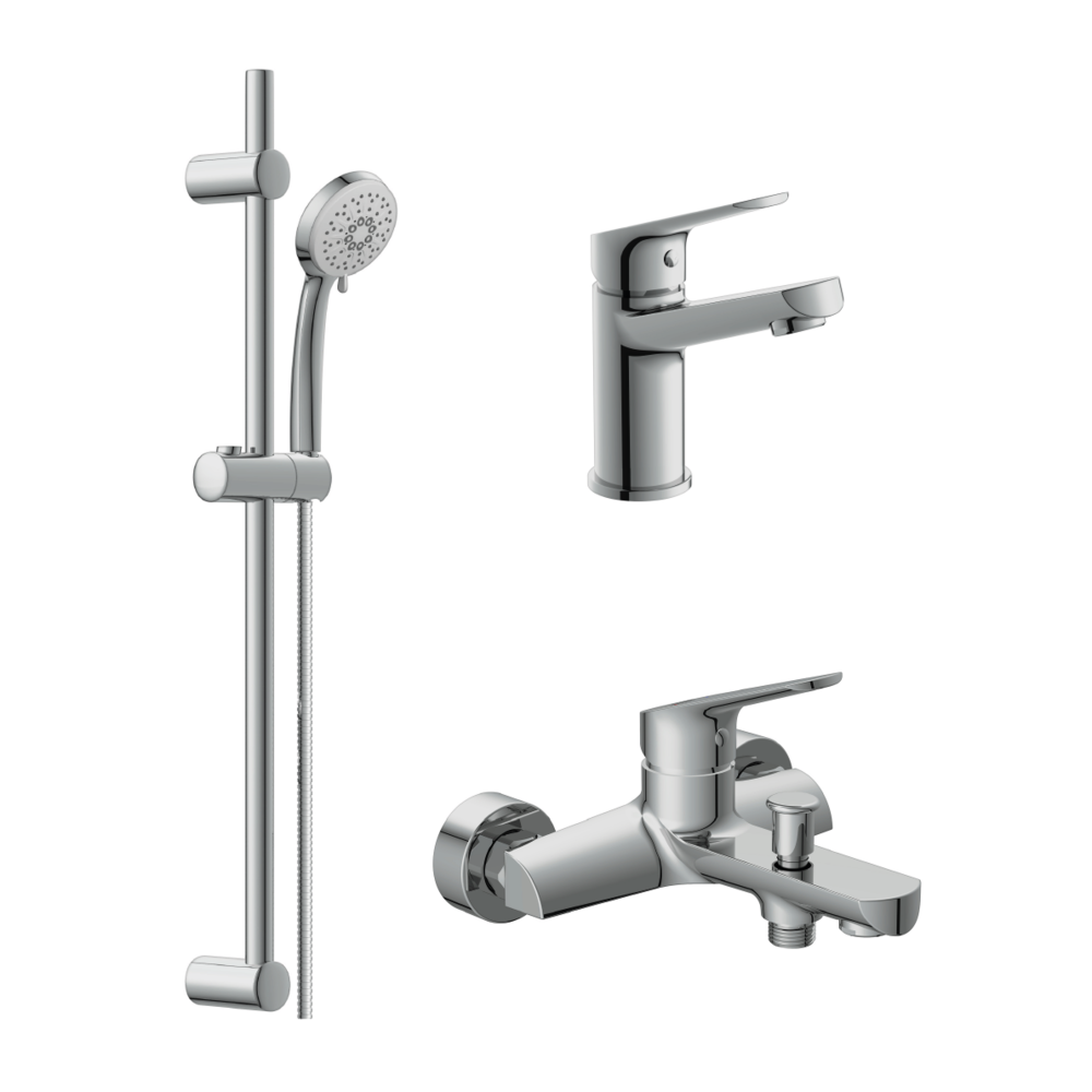 Комплект 3 в 1: смеситель для раковины и ванны FLAVIS + VIBE Комплект 3 в 1: смеситель для раковины и ванны FLAVIS + VIBE