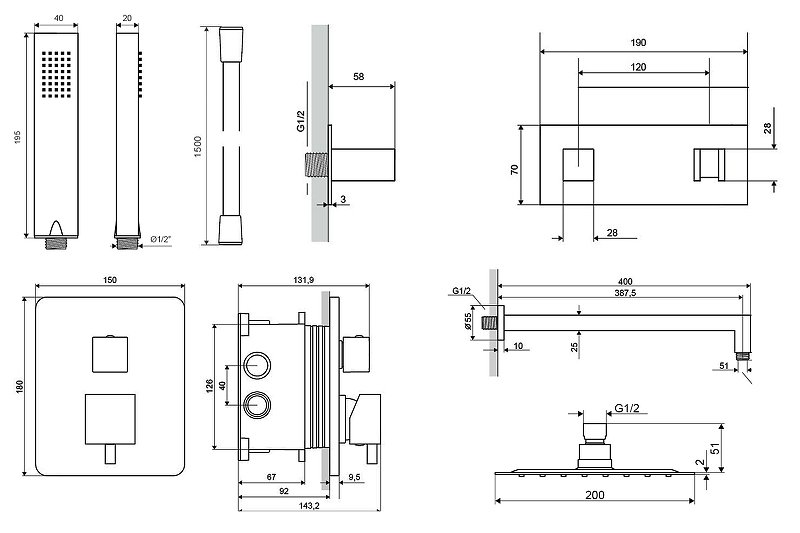 Система для душа скрытого монтажа EXCELLENT Frost Quatro AREX.4402CR (хром) Система для душа скрытого монтажа EXCELLENT Frost Quatro AREX.4402CR (хром)