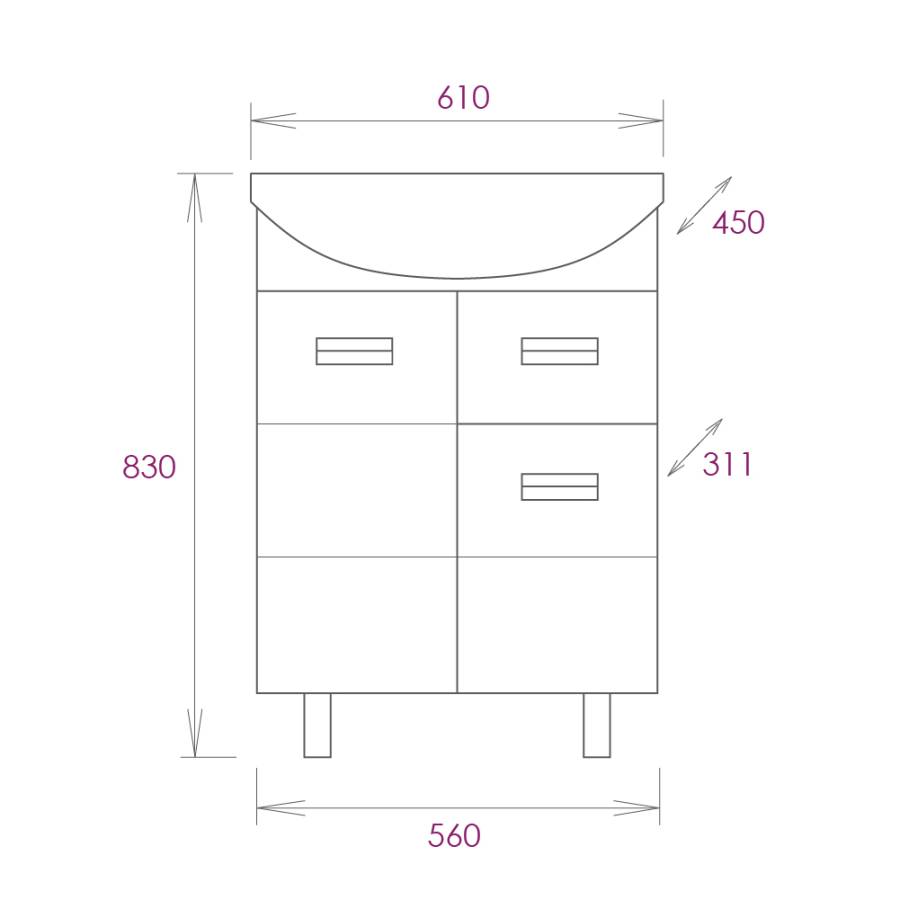 Тумба Onika Балтика 60 напольная, белая, с ящиком (ум. Балтика 60) Тумба Onika Балтика 60 напольная, белая, с ящиком (ум. Балтика 60)