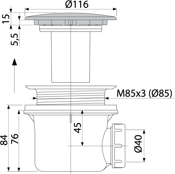 Сифон для душевого поддона, бронза-антик Сифон для душевого поддона, бронза-антик