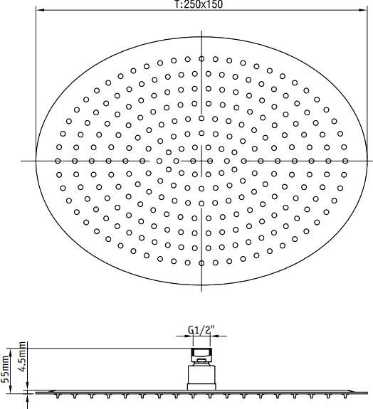 Верхний душ овальный RGW SP-83, RGW 21148325-01 Верхний душ овальный RGW SP-83, RGW 21148325-01