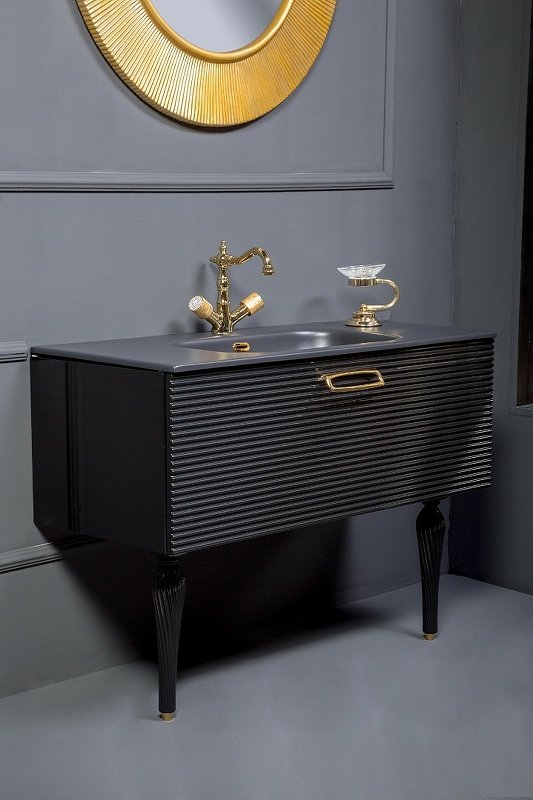 Тумба Linea 80 черная + Золото_Комплект 842-080-BG Boheme Тумба Linea 80 черная + Золото_Комплект 842-080-BG Boheme