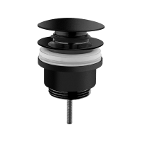 Донный клапан для раковины с переливом
(нажимной), цвет черный матовый Донный клапан для раковины с переливом
(нажимной), цвет черный матовый