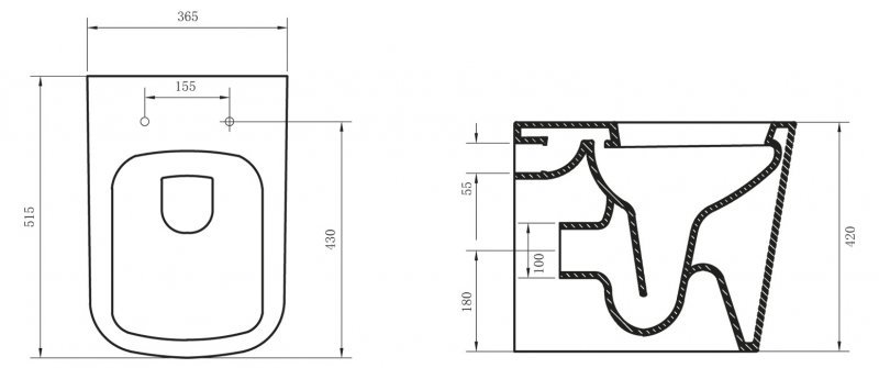 Чаша приставного унитаза BelBagno ALBANO BB120CBR Чаша приставного унитаза BelBagno ALBANO BB120CBR