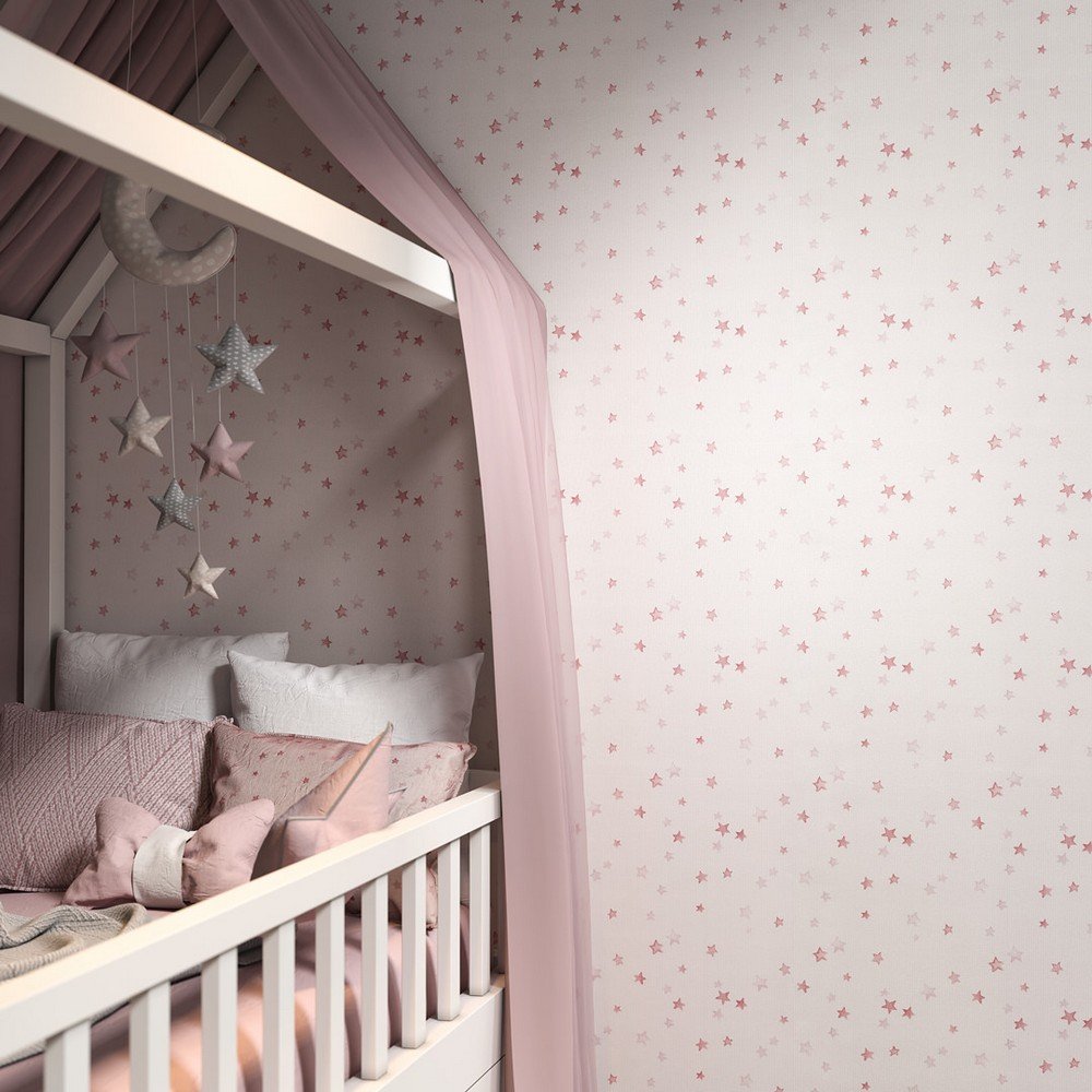 Обои виниловые Уик-энд мотив, розовый звезды Обои виниловые Уик-энд мотив, розовый звезды