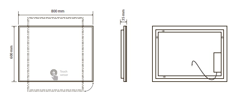 Зеркало с подсветкой и "Touch"сенсором 600 ммx800 мм Зеркало с подсветкой и "Touch"сенсором 600 ммx800 мм