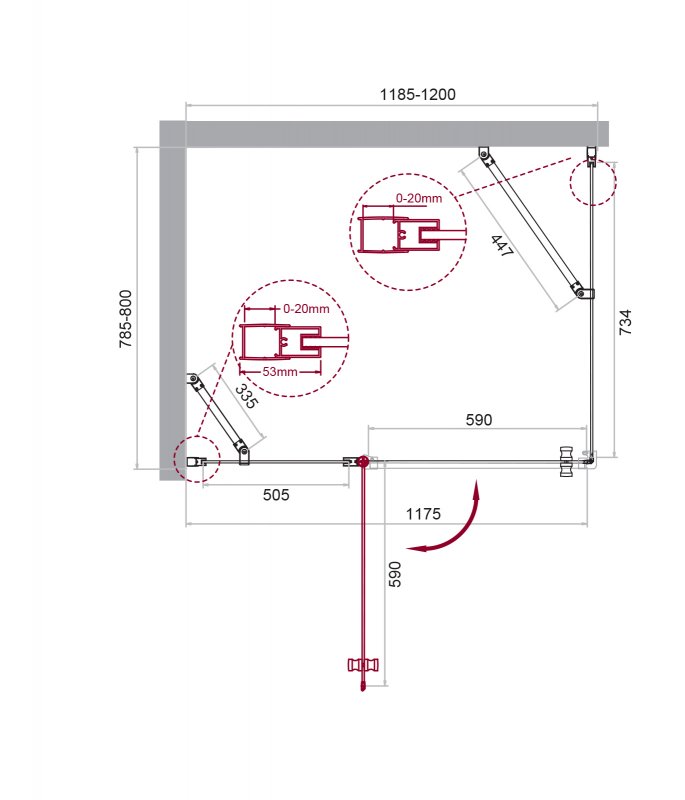 Душевой уголок BelBagno ETNA-AH-12-90/80-C-Cr Душевой уголок BelBagno ETNA-AH-12-90/80-C-Cr