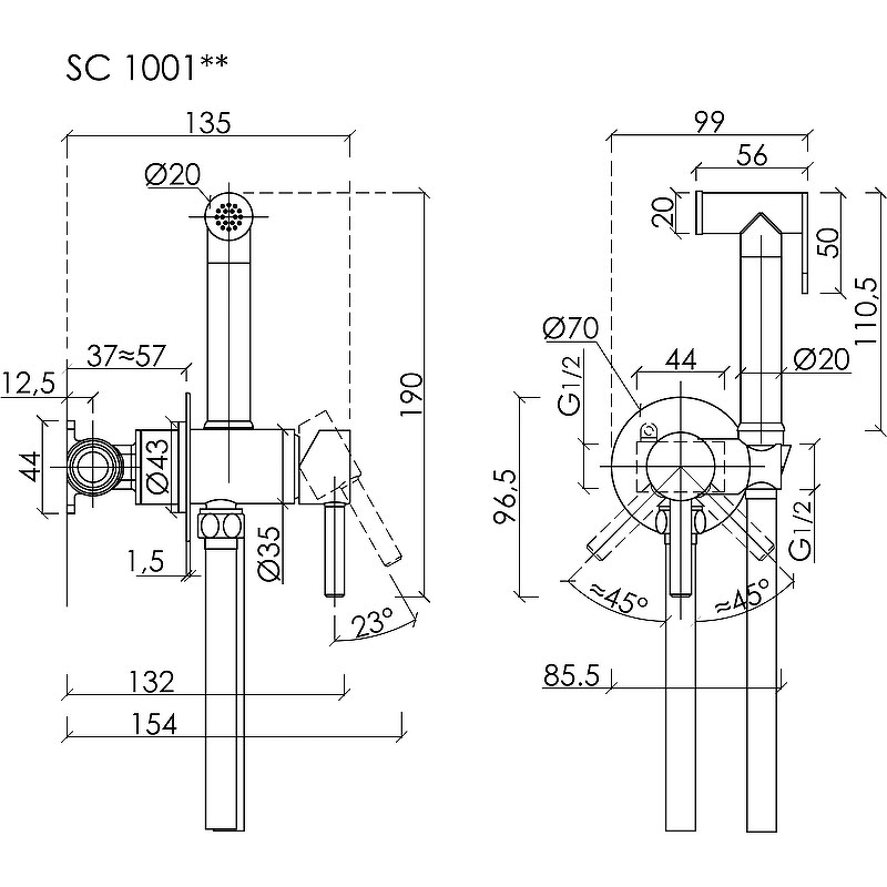 Гигиенический душ SANCOS Start со смесителем, цвет хром глянцевый, арт. SC1001CH Гигиенический душ SANCOS Start со смесителем, цвет хром глянцевый, арт. SC1001CH