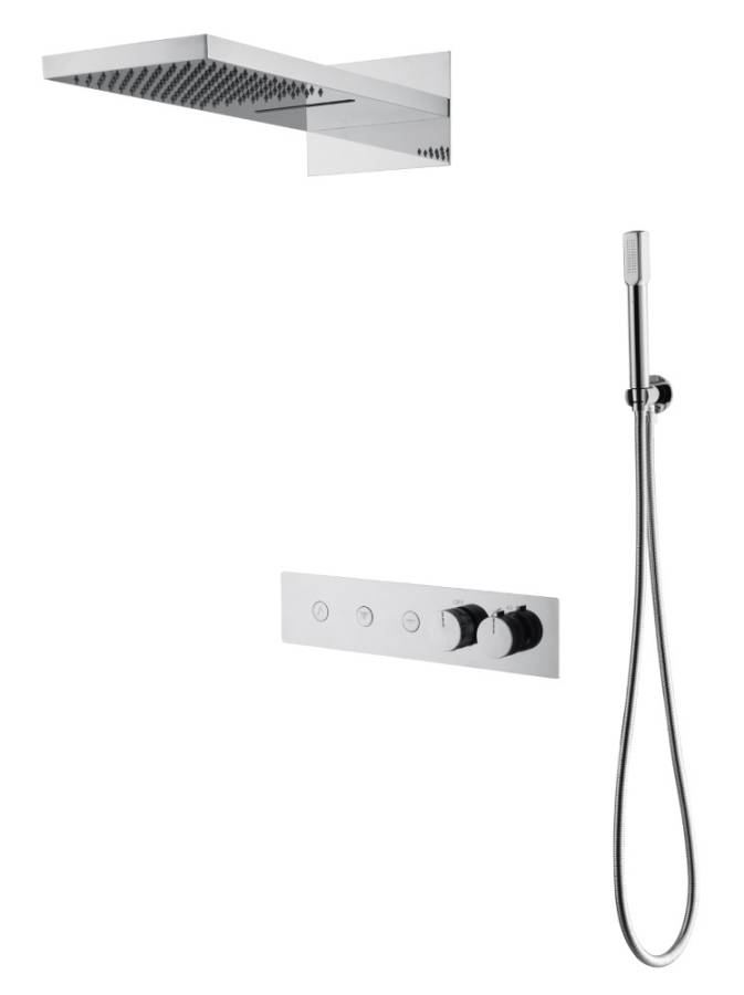 Встроенная душевая система FUSION с термостатом, трехпозиционная CHROME Встроенная душевая система FUSION с термостатом, трехпозиционная CHROME