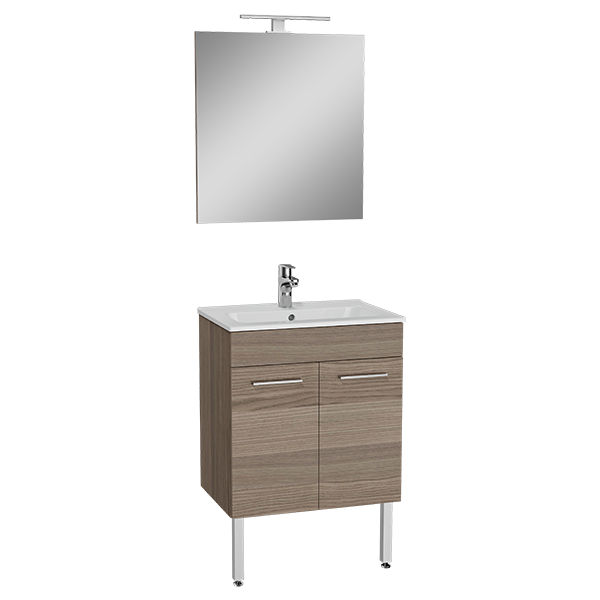 Mia комплект мебели 60 см с дверцами (тумба, раковина, зеркало c подсветкой, ножки), кордоба Mia комплект мебели 60 см с дверцами (тумба, раковина, зеркало c подсветкой, ножки), кордоба