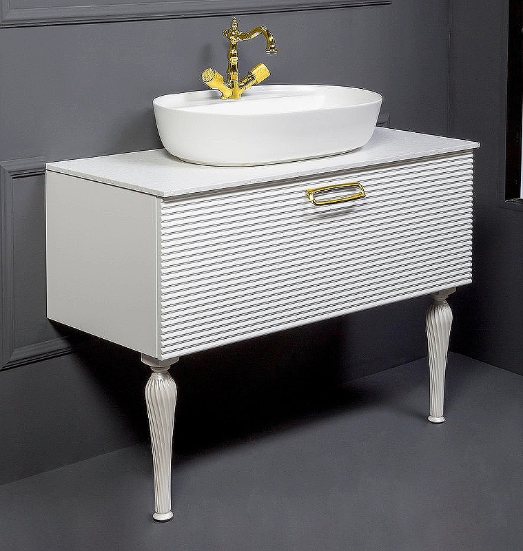 Тумба Linea 100 белая + Золото_Комплект 842-100-WG Boheme Тумба Linea 100 белая + Золото_Комплект 842-100-WG Boheme