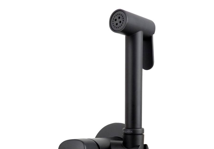 Комплект для гигиенического душа встроенный AQUATEK (cмеситель + гигиеническая лейка + шланг), матовый черный AQ1019MB ВЕГА  Комплект для гигиенического душа встроенный AQUATEK (cмеситель + гигиеническая лейка + шланг), матовый черный AQ1019MB ВЕГА