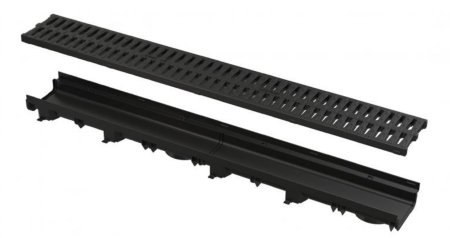 Дренажный канал 60мм с пластмассовой рамой и пластмассовой решеткой A15 Дренажный канал 60мм с пластмассовой рамой и пластмассовой решеткой A15